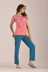 Sweet Moon Knit Cotton Pyjama Set - Black Pastelpeach — thumbnail 3